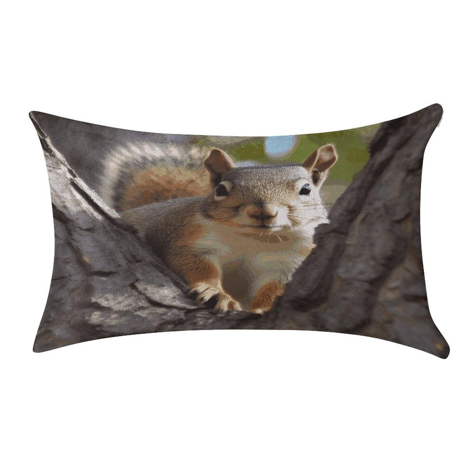 LDGSUPH Squirrel in The Tree Velvet Throw Pillow Covers Cozy Pillow Shams Pillowcases Detachable Pillow Cases Soft Cushion Cover with Zipper for Sofa Car Bed Pillow Protectors 12 "×20 "