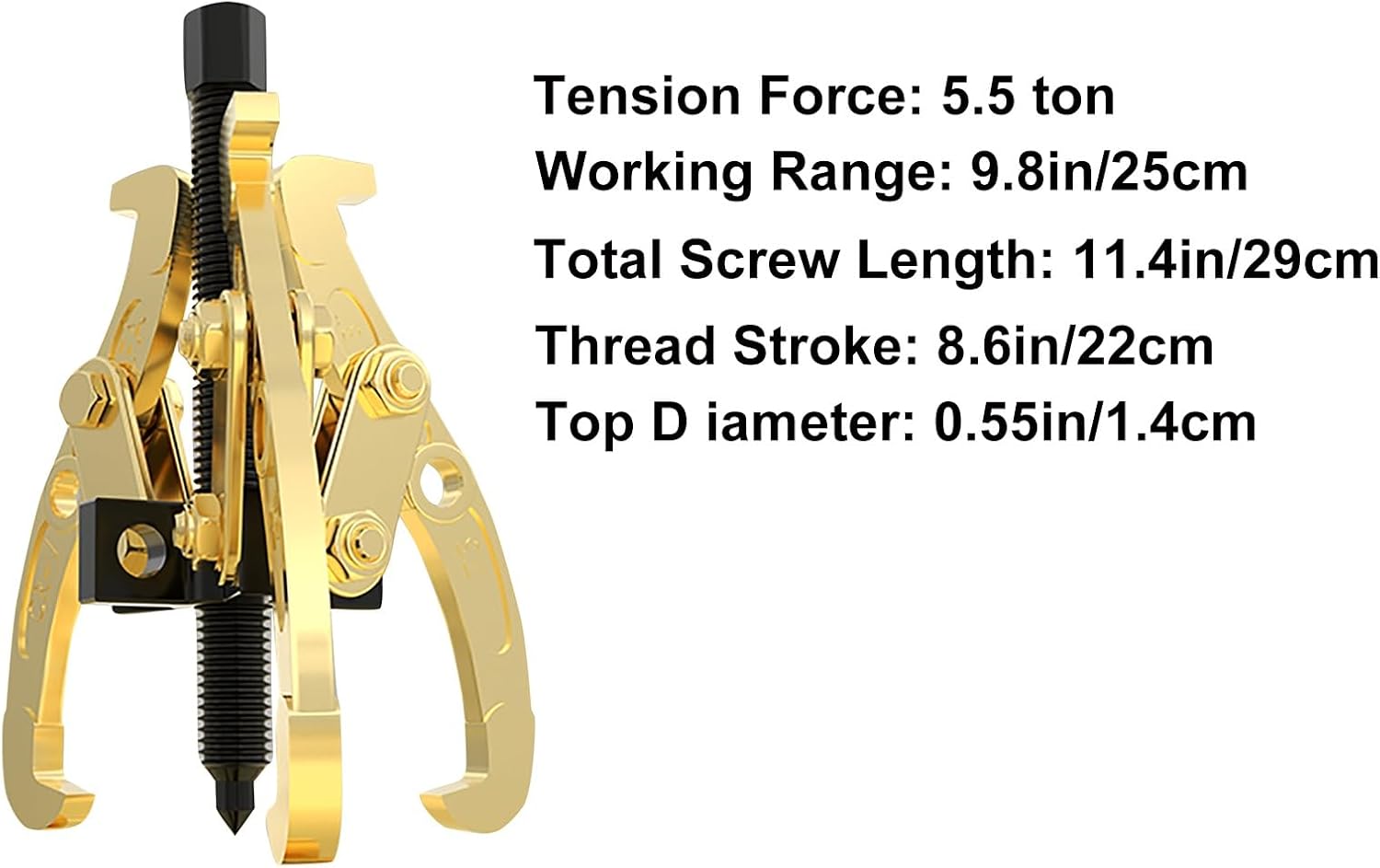 Adjustable Small Gear Puller, 9.8in Carbon Steel Bearing Separator Tool for Shaft, Pulley, Bushing Removal in Automotive Repairs