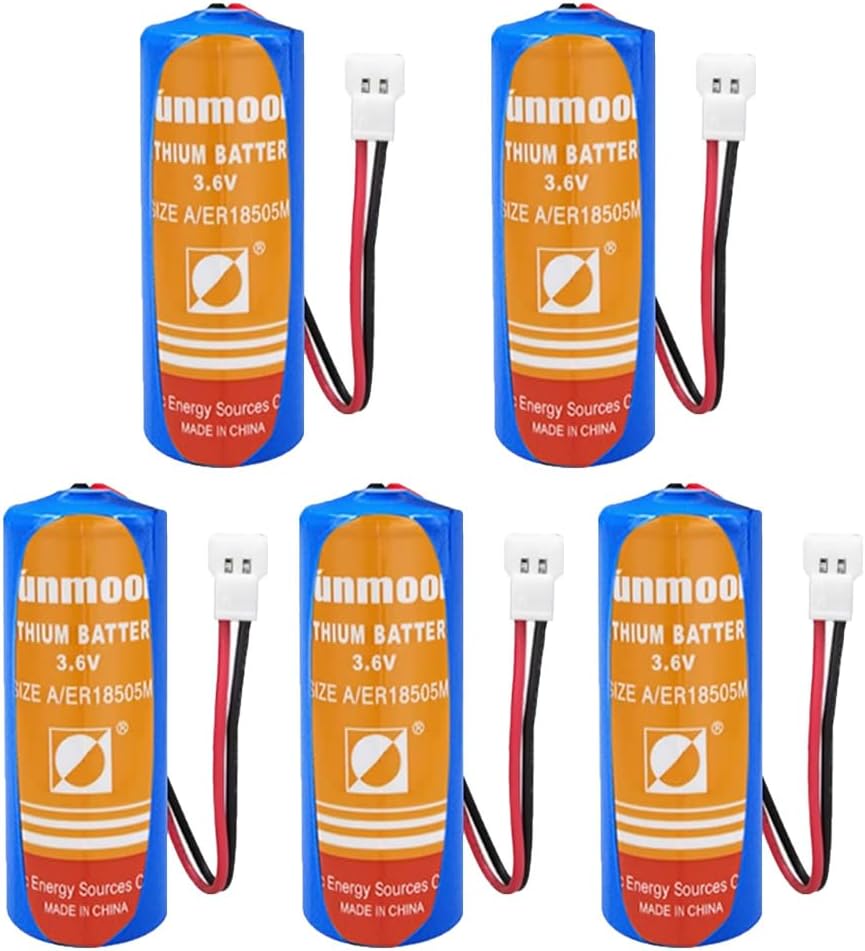 (5-Pack ER18505M 3.6V 3200mAh Non-Rechargeable Lithium Battery ER18505H (with 51005 White Plug)