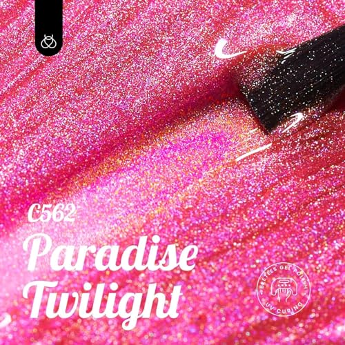 Image of Beetles Pink Glitter Gel Polish - Paradise Twilight Gel Nail Polish | Reflective Glitter Shimmer Pink Flash Dimond Mermaid Unicorn Effect Nails Soak Off UV LED 15ml