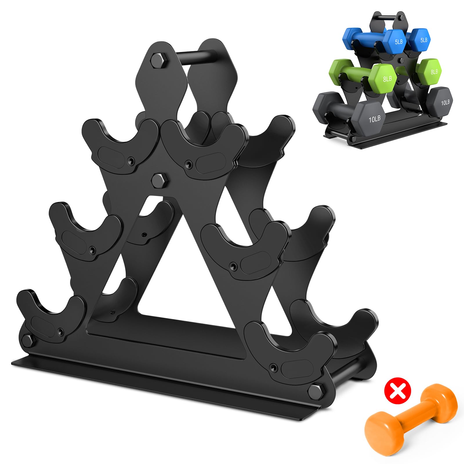 Dumbbell Rack Stand Only | Space-Saving Weight Rack for Home Gym, Hand Weight Rack Dumbbell Storage for Dumbbell Set (3-15 LB), Durable Metal Stand with Easy Assembly (Dumbell not Included)