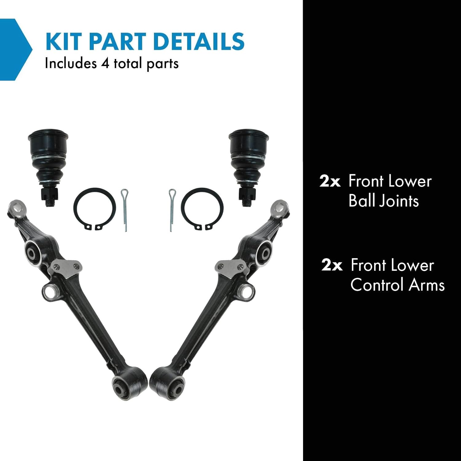 TRQ Front Lower Driver and Passenger Side Control Arm and Ball Joint Set 4 Piece Compatible with 1997 Acura CL 2.2L 98-99 CL 2.3L 1994 Honda Accord 95-97 Accord 2.2L 95-98 Odyssey 96-99 Isuzu Oasis