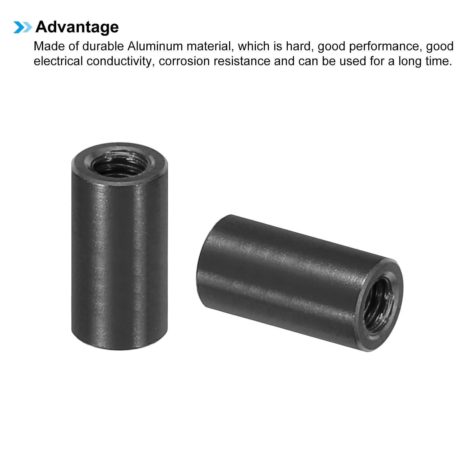 PATIKIL 12pcs M3 Metal Threaded Standoff Spacer Nuts, Round Aluminum Spacers Female Coupling Screws, 1/8" ID x 3/16" OD - Image 4