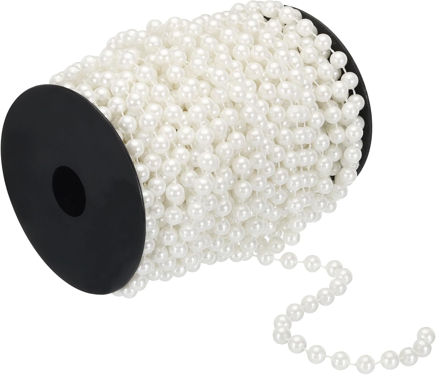 PATIKIL 8mm Faux Pearl Beads Garland, 65.6 Ft White Plastic Resin Straight Pearl Roll for Craft Wedding Party Decorative Jewelry Making
