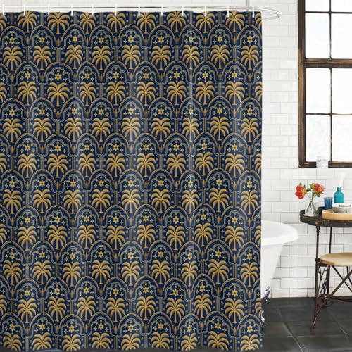 Jacciiper Stall Shower Curtains 36" x 72", Yellow Palm Trees