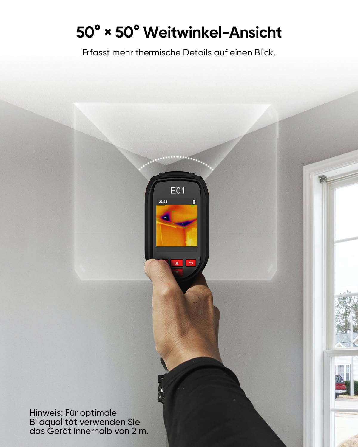 HIKMICRO E01 Wärmebildkamera SuperIR 240 x 240 IR-Auflösung Handheld Infrared Camera Thermal Imaging 20Hz Bildwiederholrate, Kompakte Thermokamera mit Laserpointer, -20°C bis 400°C