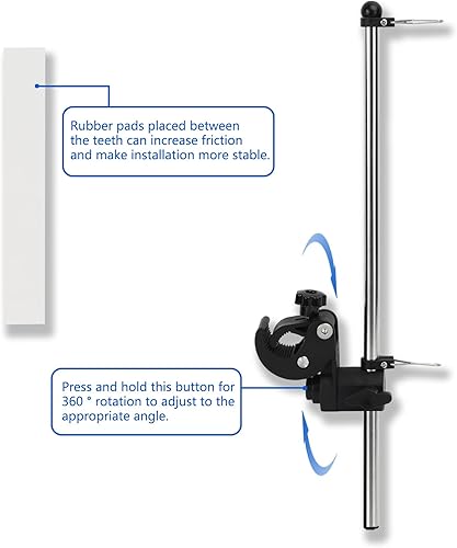 Miniatura 5 de Paquete de 2 banderas de barco con asta ajustable de bandera de barco, abrazadera de acero inoxidable 316 en poste de bandera, kit de montaje en
