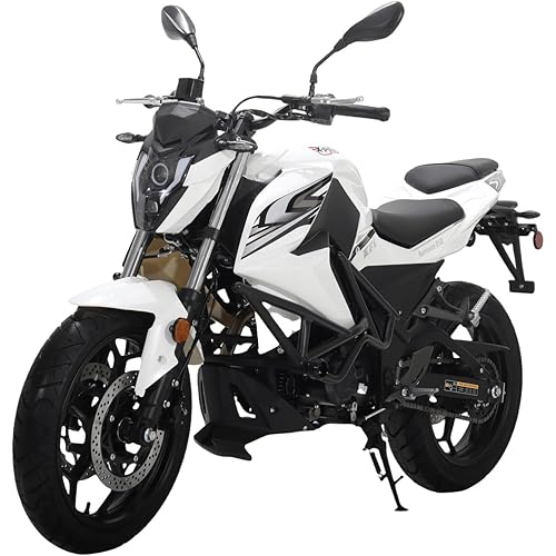 X-PRO Hurricane 250 Electronic Fuel Injection Street Motorcycle with 6-Speed Manual Transmission, Electric Start! 17" Wheels! Assembled In Crate! (White)