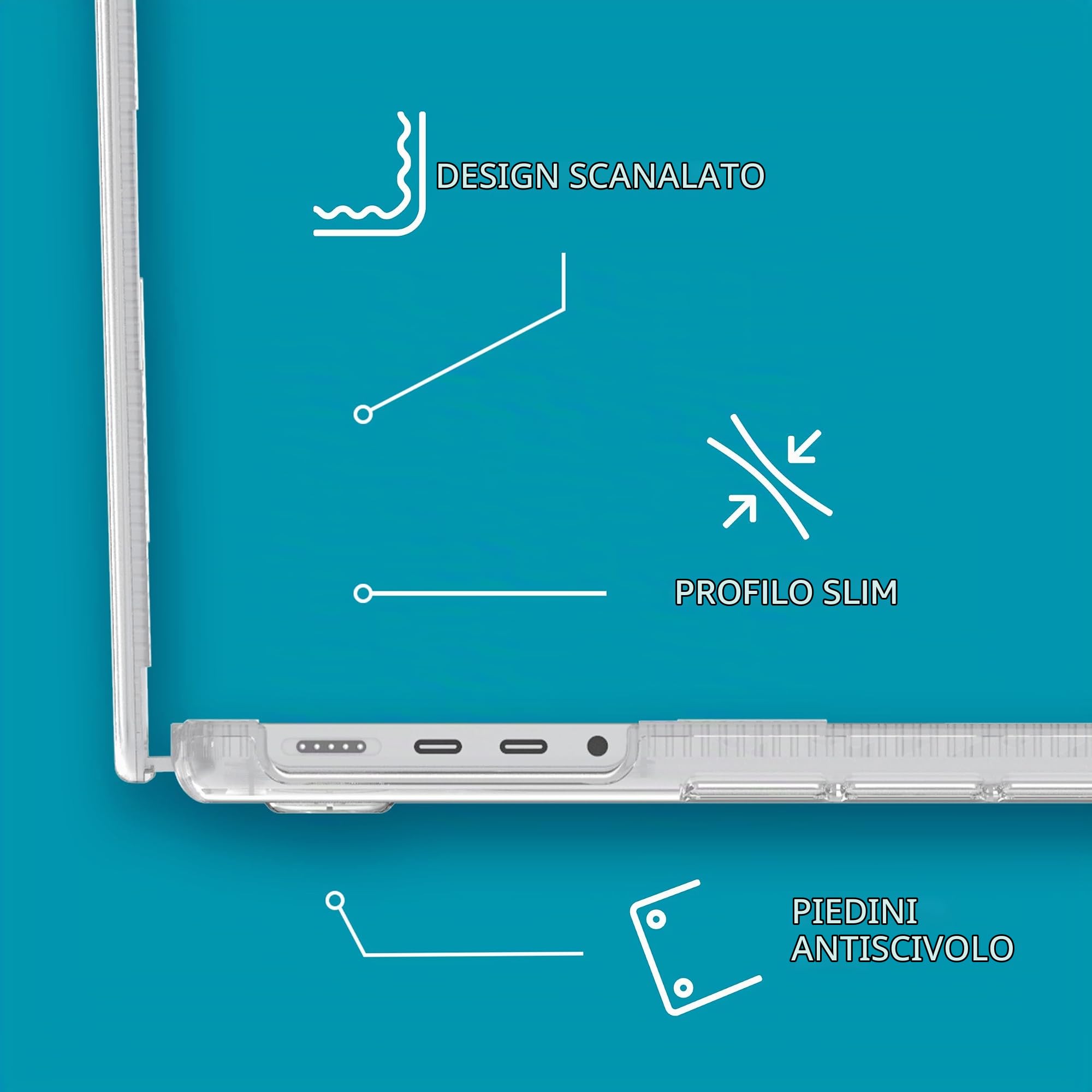 Tech21 Evo - Custodia rigida per MacBook Pro 14" (2021-2023), trasparente