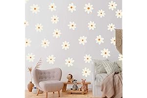 White Daisy Wall Decals for Baby Girls Toddler Kids Bedroom