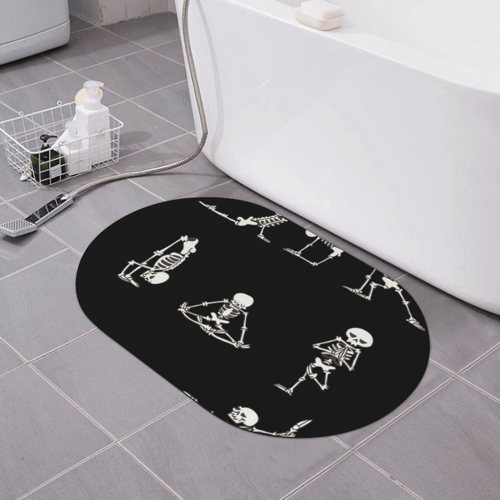 Tapis de bain diatomée crâne sport 40x60cm antidérapant pour entrée