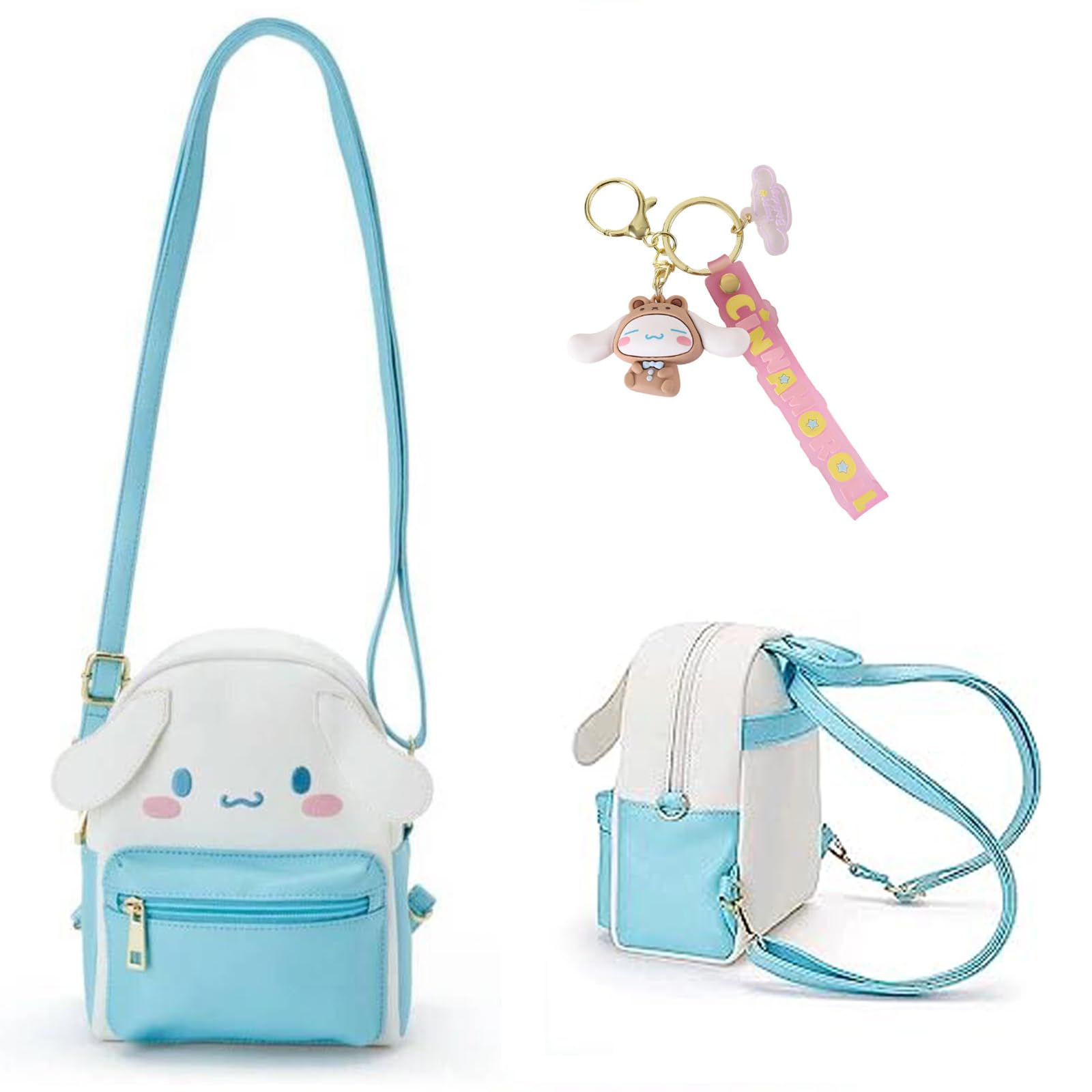 Shuyun Girls Anime Kawaii Mini Backpack + Keychain Anime Cosplay Back Pack Cute Doll Handbag Shoulder Bag(Blue)