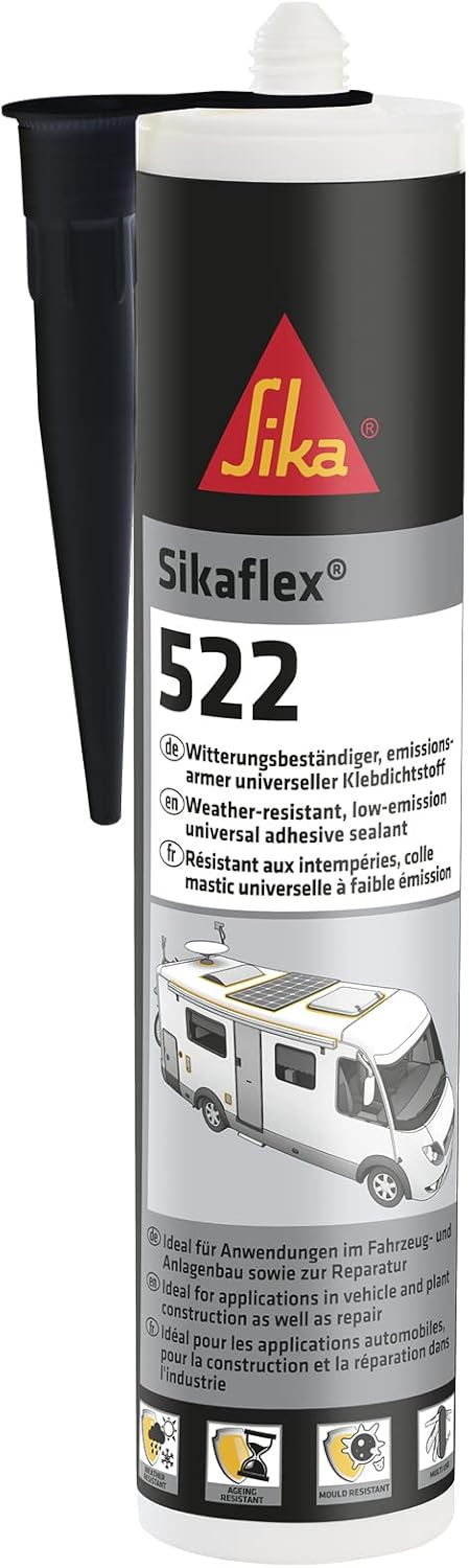Sika Flex-522 - Sellador resistente a la intemperie, resistente a los rayos UV, resistente a la intemperie, fuerte adhesivo (nueva versión de Sikaflex-521 UV y Sikaflex-221i), 300 ml, color negro