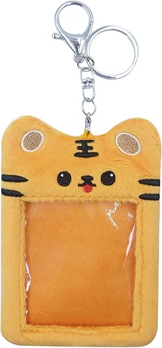 Kpop - Soporte para tarjeta de fotos con llavero Y2K Kawaii de peluche de dibujos animados protector de tarjetas de animales coreanos funda de fotos