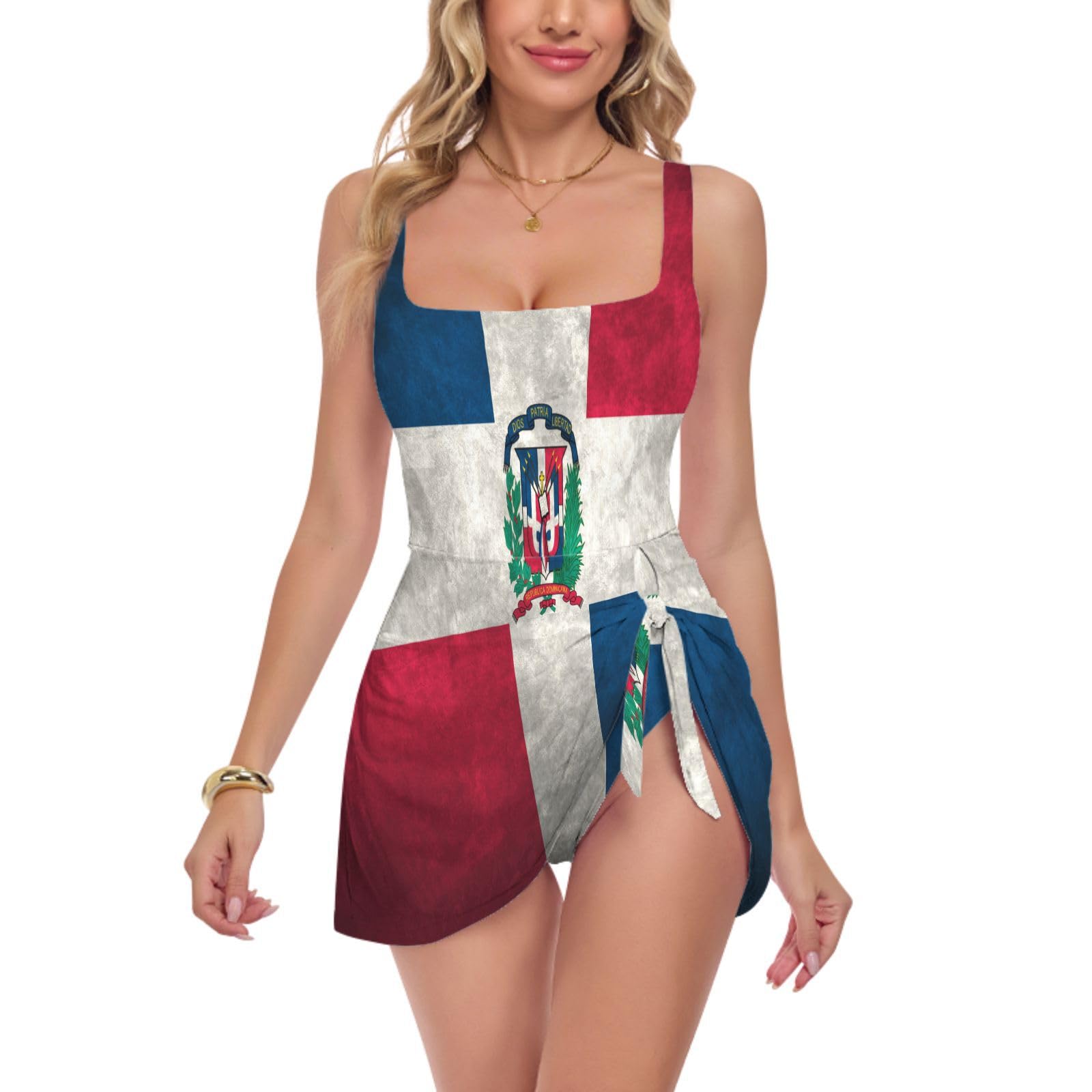 Traje de baño con falda para resolver la incomodidad playera con estilo 8