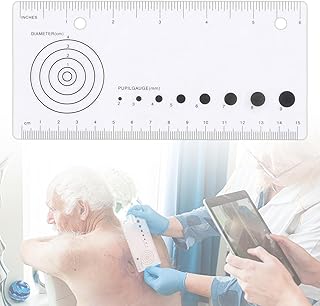 Wound Measuring Ruler with Pupil Gauge for Nurses, EMTs & Clinical Use – Disposable Clear Plastic Ruler 6 Inch, Accurate Metric Scale, 1/10 Pcs