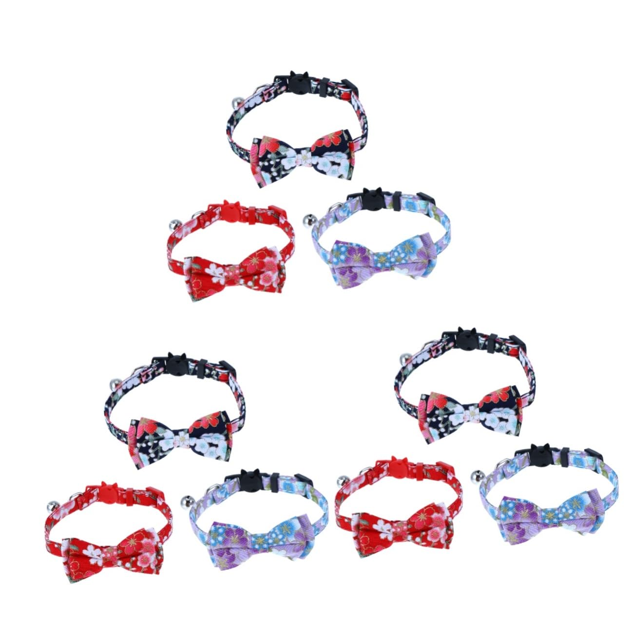 INOOMP 9pièces Collier pour Chat Réglable avec Clochettes Et Nœud Lot de Fleurs Colorées Accessoire Doux pour Animaux De Compagnie