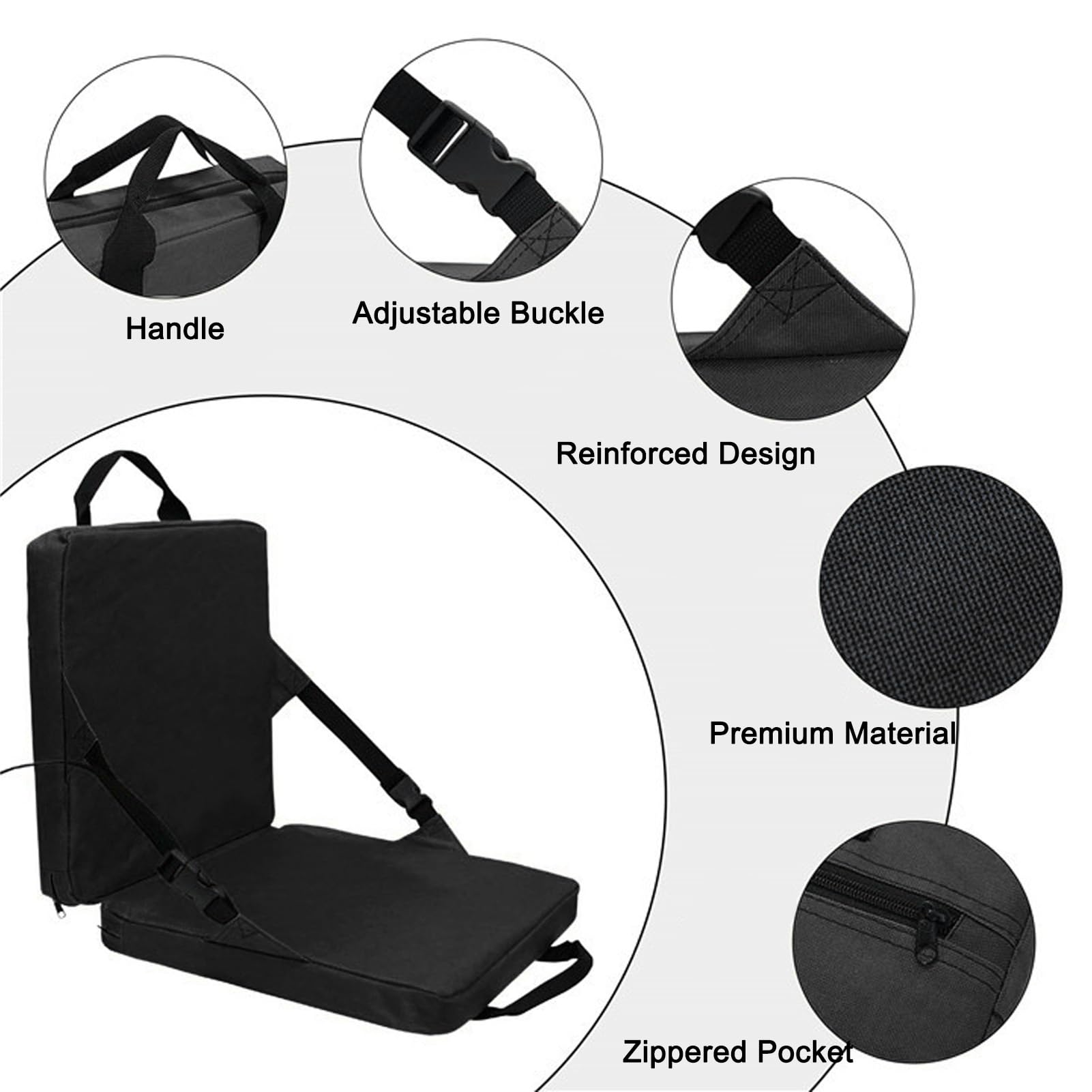Cojín Plegable Silla Piso Silla Juego Piso meditación Playa Ajustable cómoda Meditation Chair con Respaldo Plegable para Interiores y Exteriores