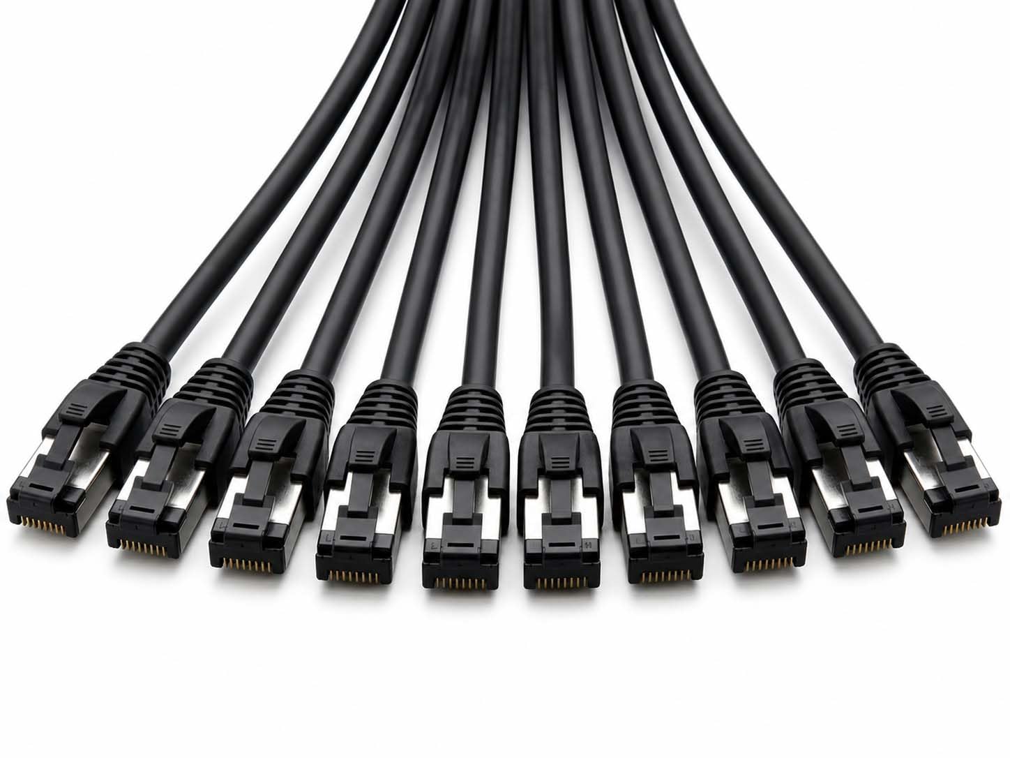 CAT 8.1 kabel sieciowy 2 m czarny - 10 sztuk, kabel krosowy RJ45 LAN, 40 Gbit/s, 2000 MHz, F/FTP PiMF, LSZH, High Speed Gigabit Ethernet