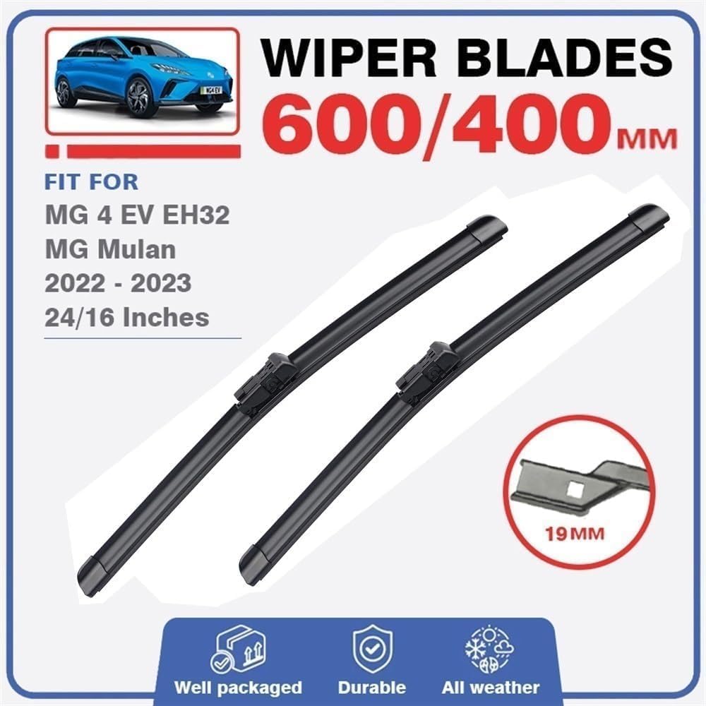 MadongJ Windshield Windscreen Wiper Blades for MG 4 MG4 EV Mulan EH32 2022 2023, Replacement Blades All-Weather Performance Streak-Free Windshield Wipers