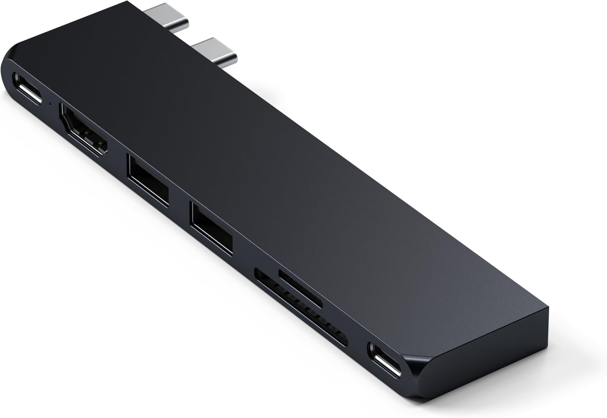 Satechi USB-C Pro Hub Slim (Midnight) 7 in 2 Multifunction USB 4 Port, 4K 60Hz Output, USB3.2 Gen 2, SD/Micro SD Card Reader, 100W PD Charging, USB-A 10Gbps High Speed Transfer USB-C Data Port