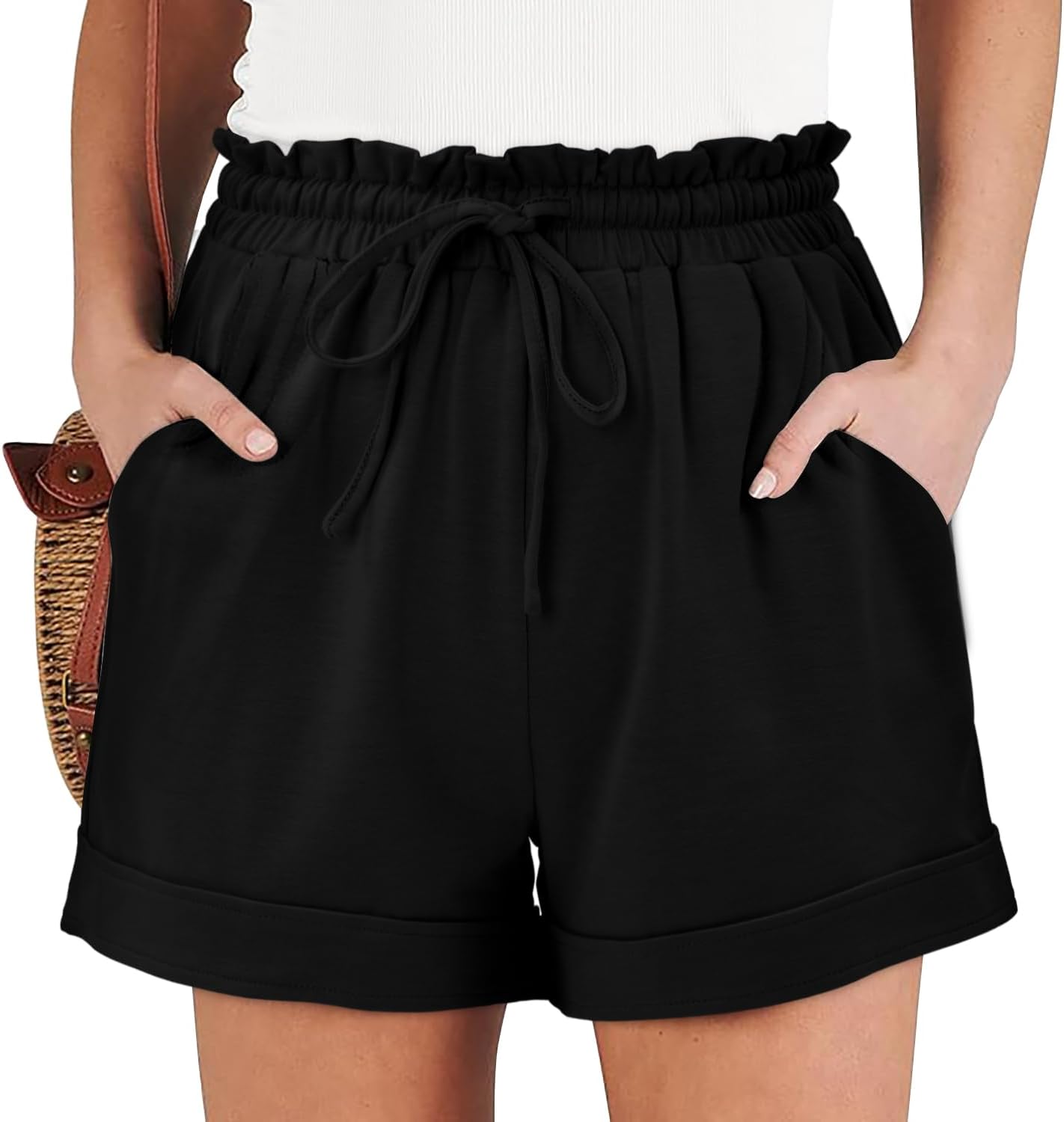 Angerella Women Casual Shorts Drawstring Comfy Elastic Waist Shorts Summer Pull On Short Pants with Pockets