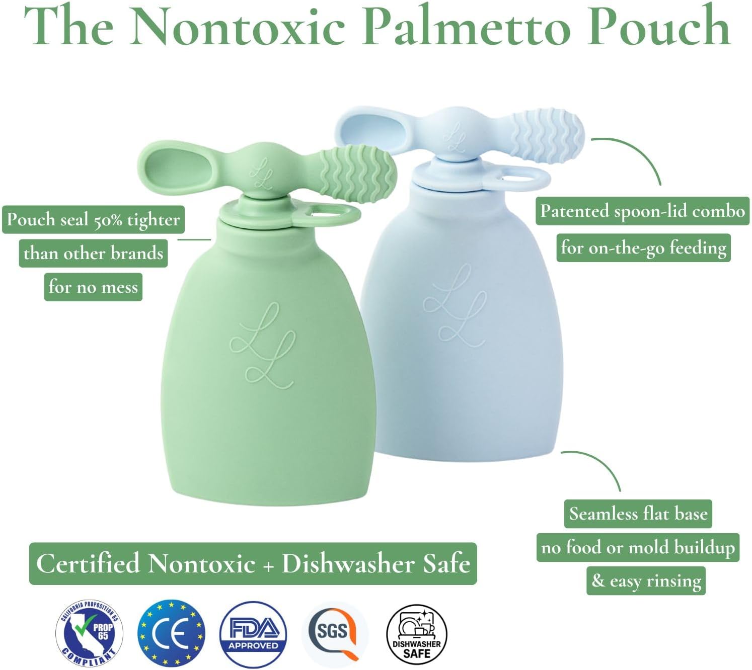 Reusable Silicone Baby Food Pouches - Green image 2