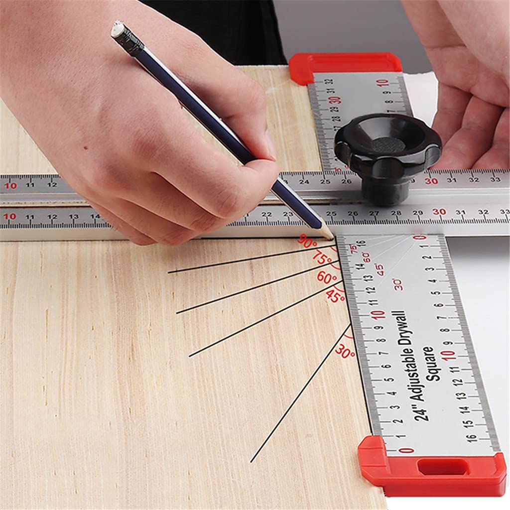 HBJWOV 60CM High Precision Angle Ruler Woodworking Scribe Drawing Marking Gauge Crossed-Cut T-Type Ruler Measuring Tools