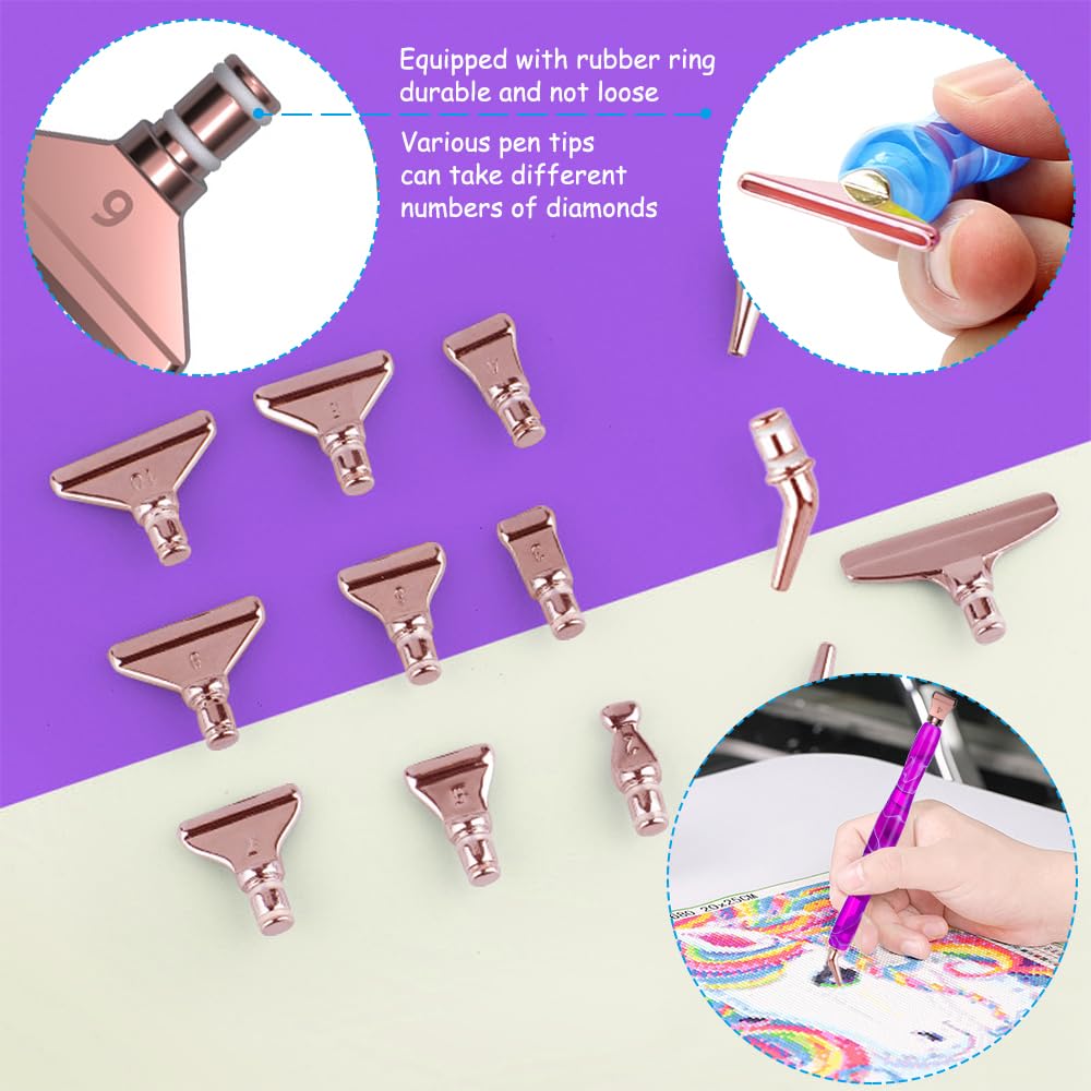 SENHAI Kit di 45 penne per pittura a diamante, punte in acciaio inox e plastica, accessori per pittura fai da te