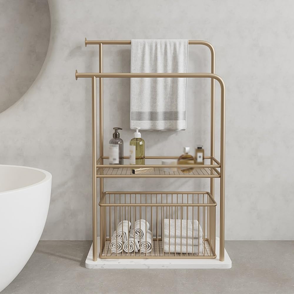 porta asciugamani da terra Portasciugamani da terra in marmo Portasciugamani da terra for bagno Portasciugamani da bagno for vasca da bagno bagno con doccia(Gold)