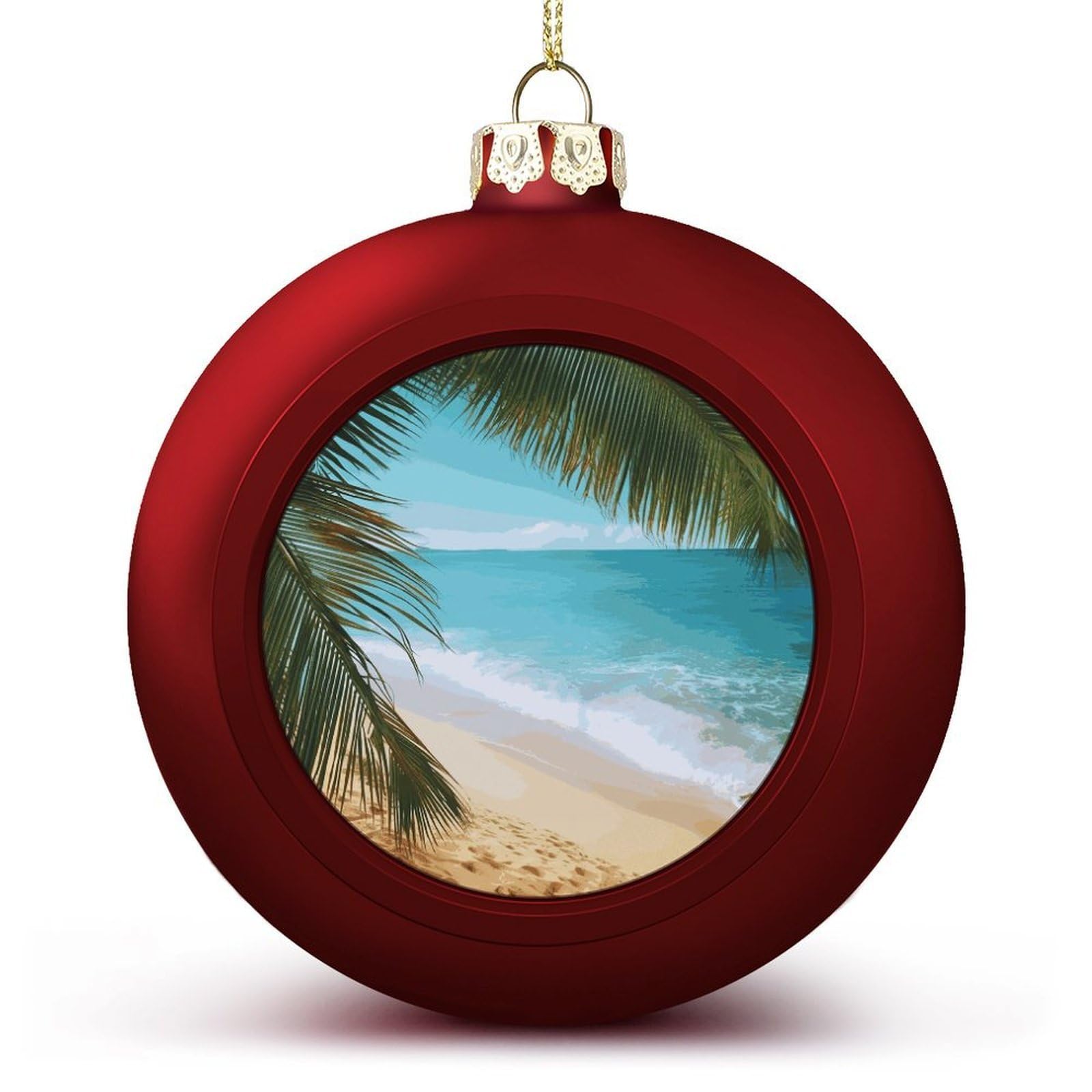 Décoration pour sapin de Noël mer et palmier aux finitions élégantes