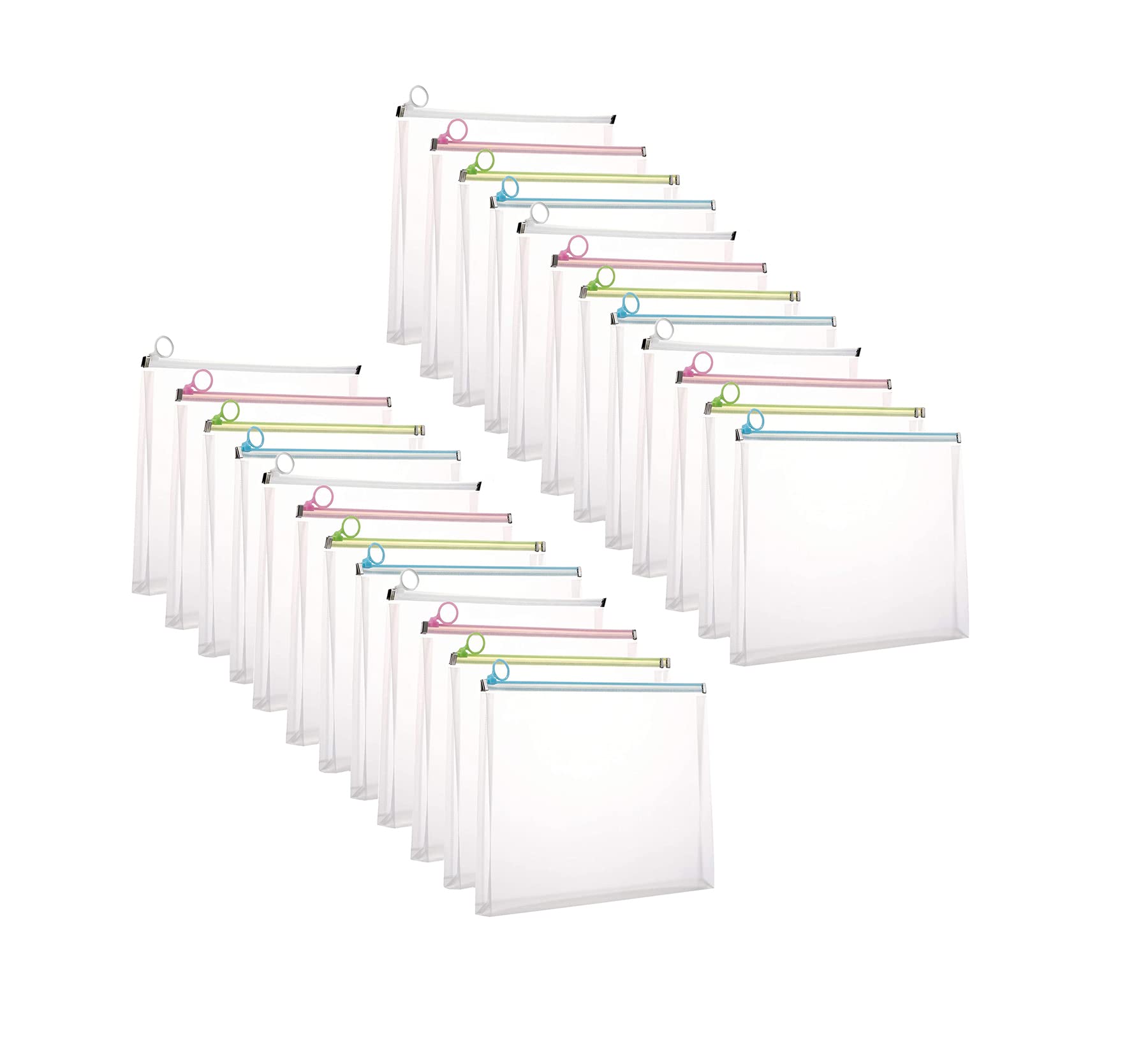 YESSART 9x12 Clear Zip Plastic Envelopes File Document Paper Holder Pack of 24 (24 Pack)