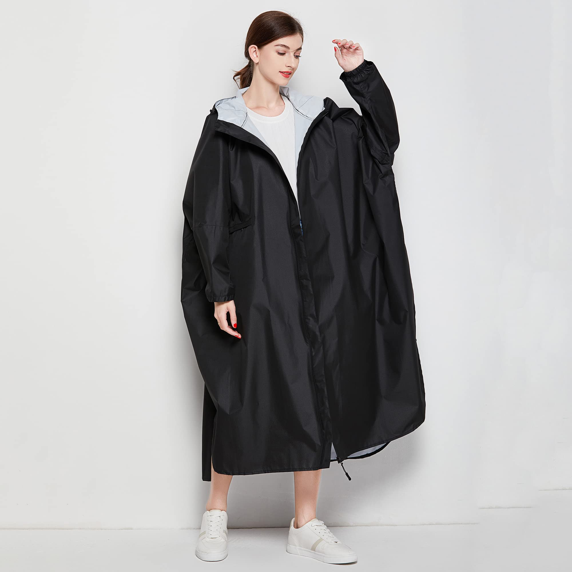 Manteau de Pluie Femme Poncho Velo Femme Homme Poncho Pluie Impermeable Femme Manches Longues Poche Avant Unisexe