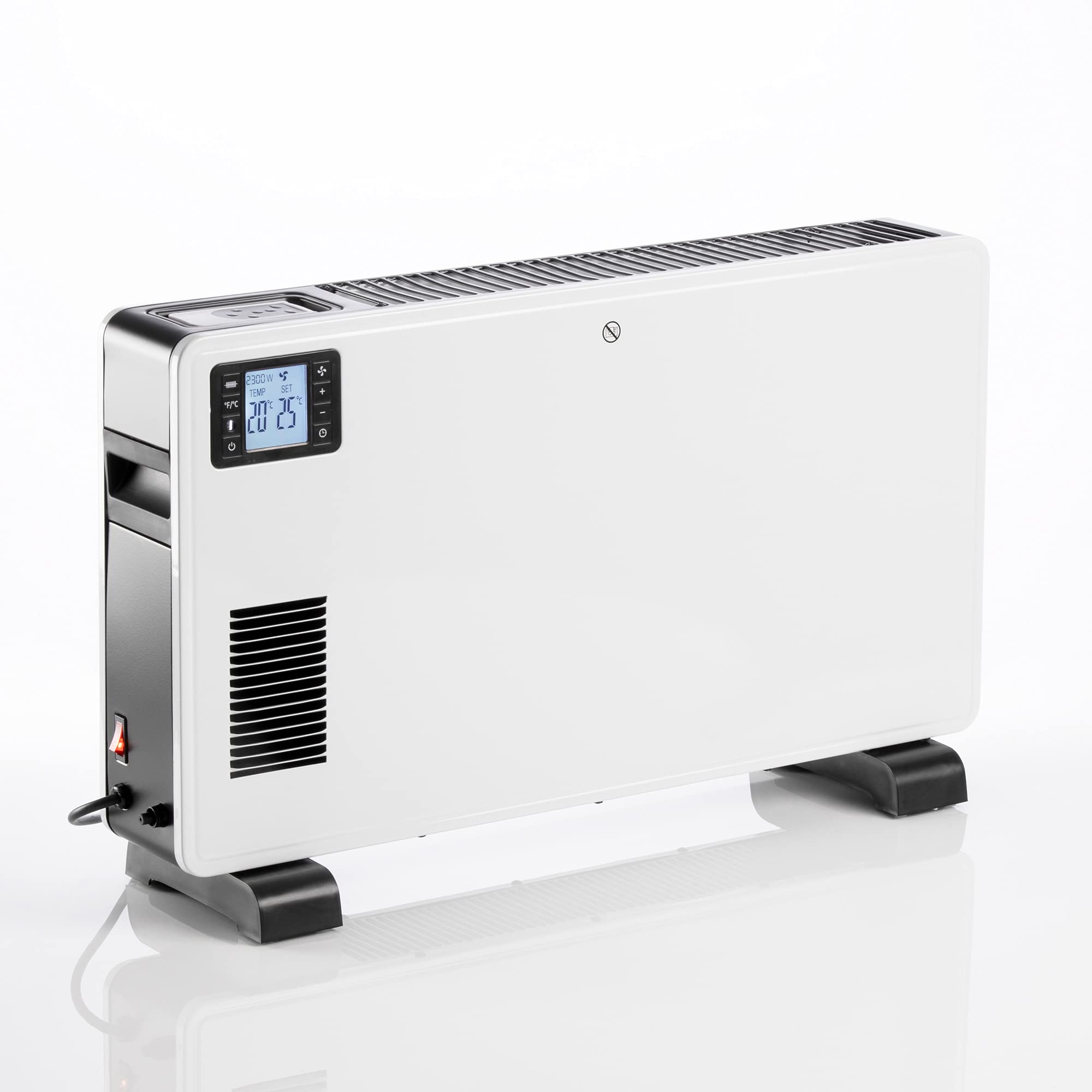 Daewoo Convector Radiator HEA1812 Free Standing Electric Space Heater LCD Display 2300W Three Heat Settings, Turbo and Timer With Remote Control White