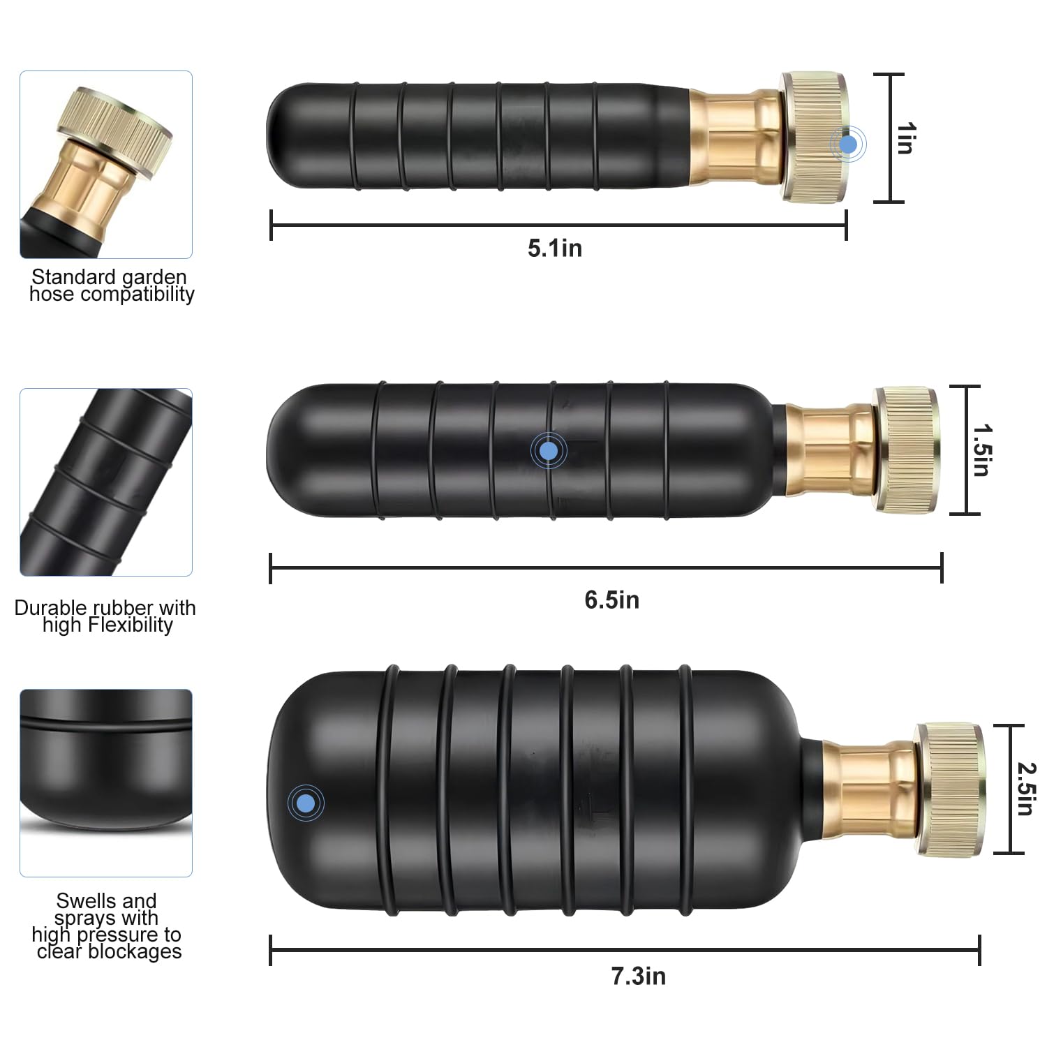 3 Déboucheur Canalisation Vésicules de Vidange pour Ampoules en Caoutchouc, Convient pour 1 à 6 Tuyaux D'égout, Résout à Nouveau Les Bouchons Tenaces Dans Lavabo, Douche, Baignoire, Tuyau de Plomberie