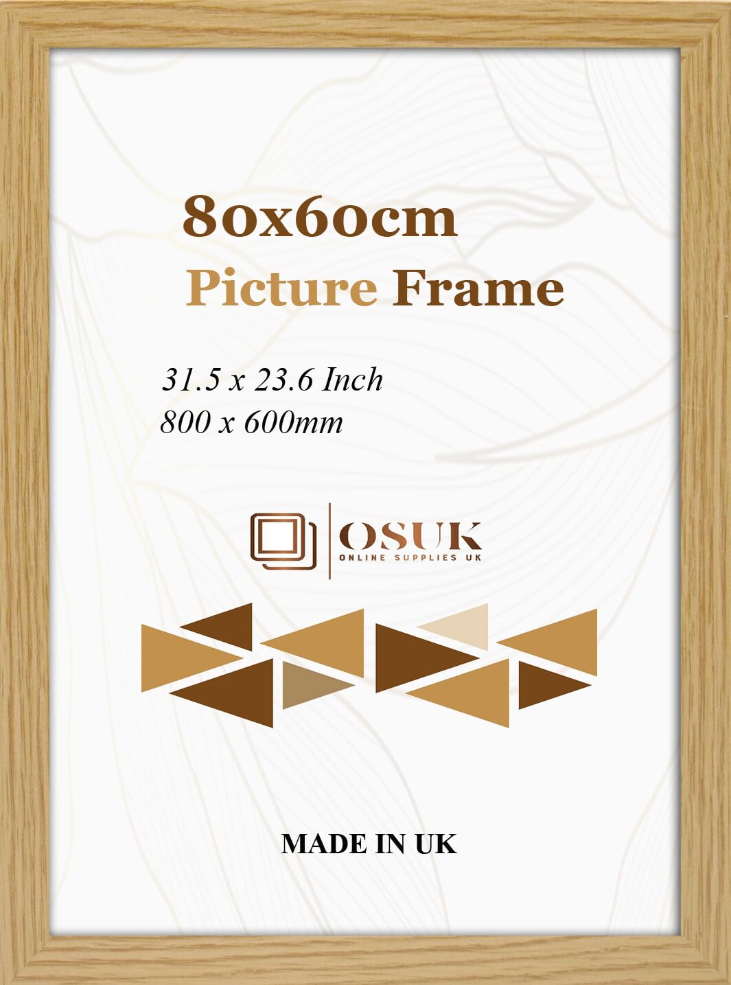 Osuk Ltd Oak Osuk Limited 60X80 Cm Photo Frame Picture Frame - Frame With Safe Perspex Front & Wall Mounting - 31.5 X 23.6 Inch (80Cm X 60Cm) (Oak)