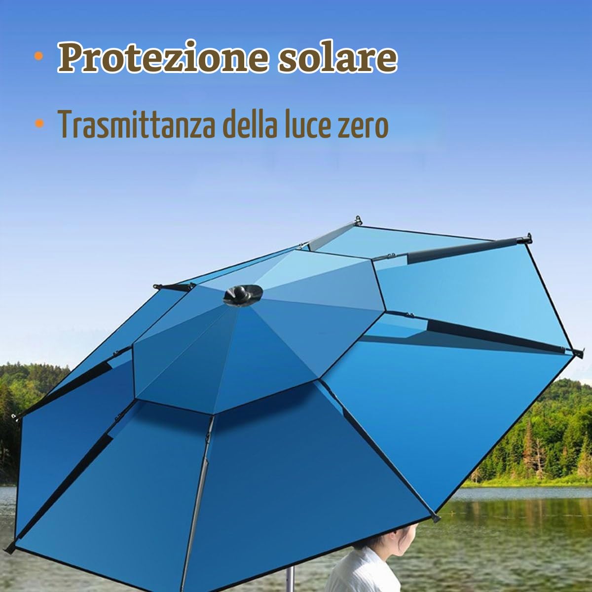 Ombrellone da Giardino ombrellone da pesca antivento all'aperto Ombrellone da Spiaggia Portatile con ancoraggio di sabbia Doppio Telo Ventilato