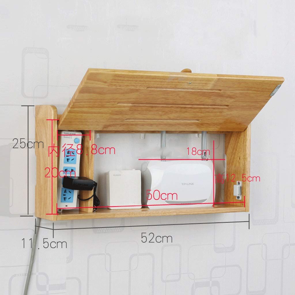 Solid Wood WiFi Router Storage Box - Wall-Mounted Organizer With Heat Vents, No Drilling Needed