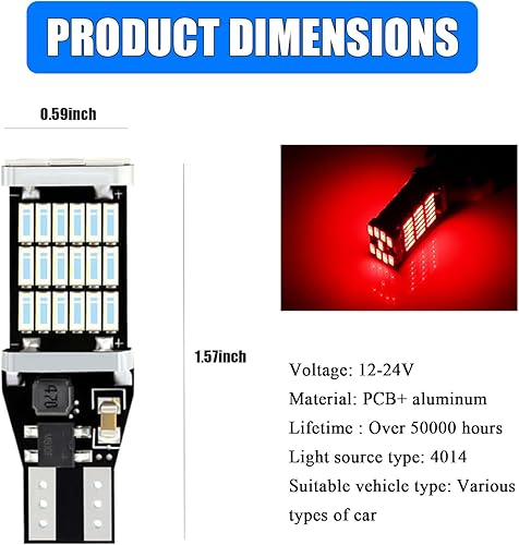 Miniatura 2 de Nowkont Pack-4 - Luces LED de freno para automóvil, T15-4014-45SMD, bombilla de marcha atrás, kit de conversión de luz LED súper brillante,