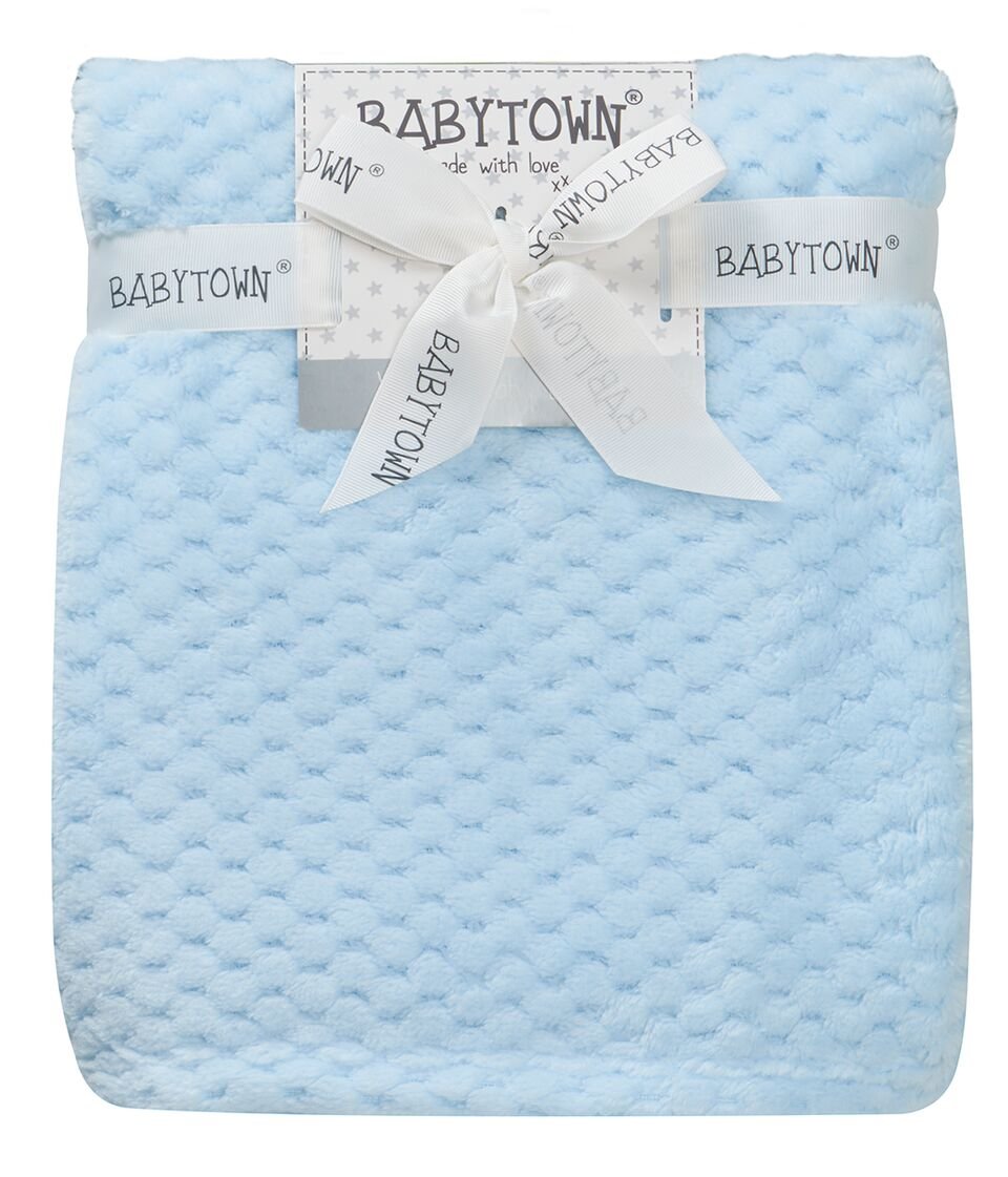 Babytown Blue Super Soft Waffle Baby Cot/Pram Blanket ~ 75 X 90Cm (Blue)