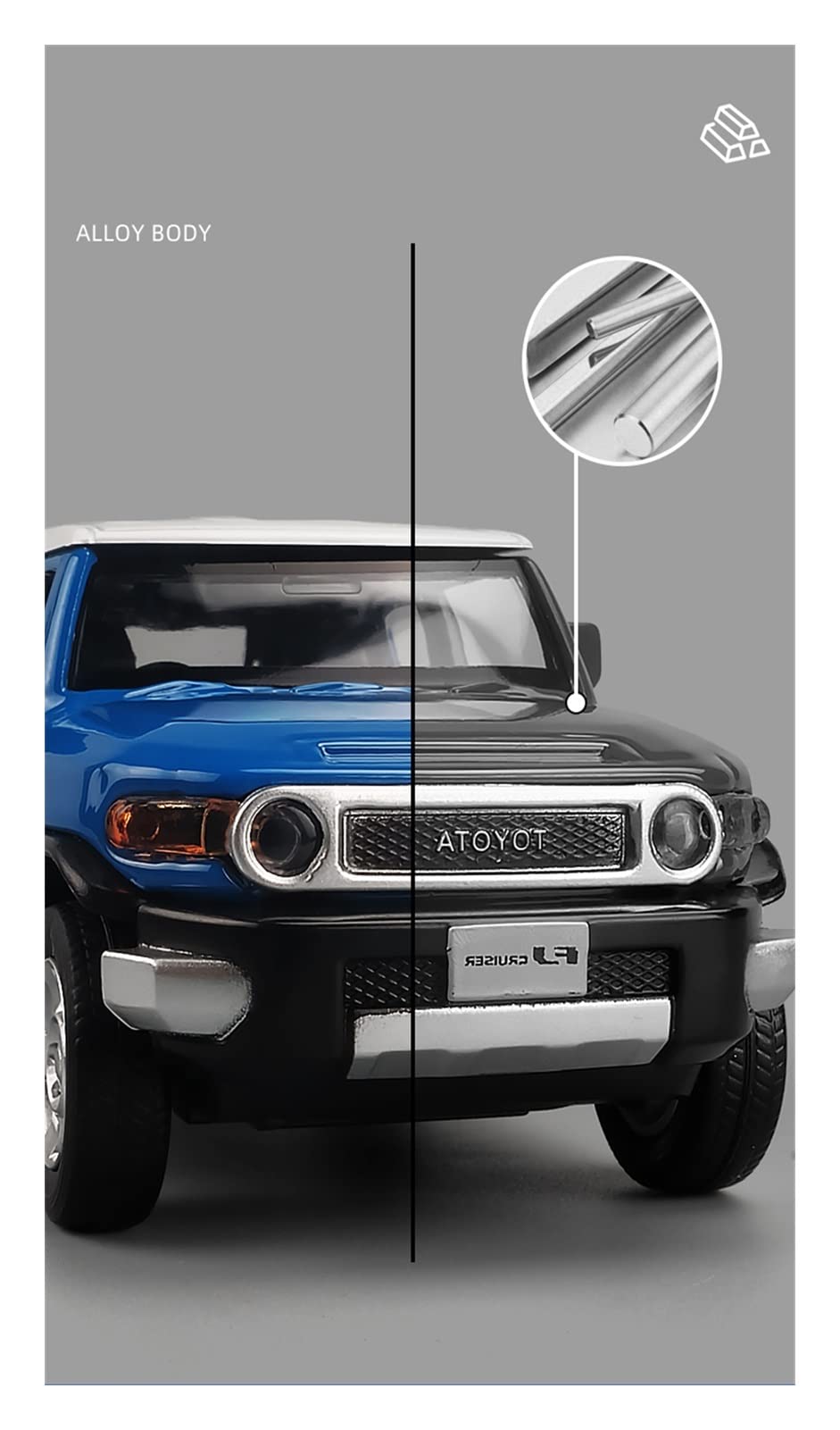 Veicoli a Motore in Scala 1:32 Para TOYOTA FJ Cruiser Aleación De Simulación Todoterreno Modelo De Coche Fundido A Presión Sonido Ligero Vehículo De Juguete Modello di Auto Replica ( Color : Black )
