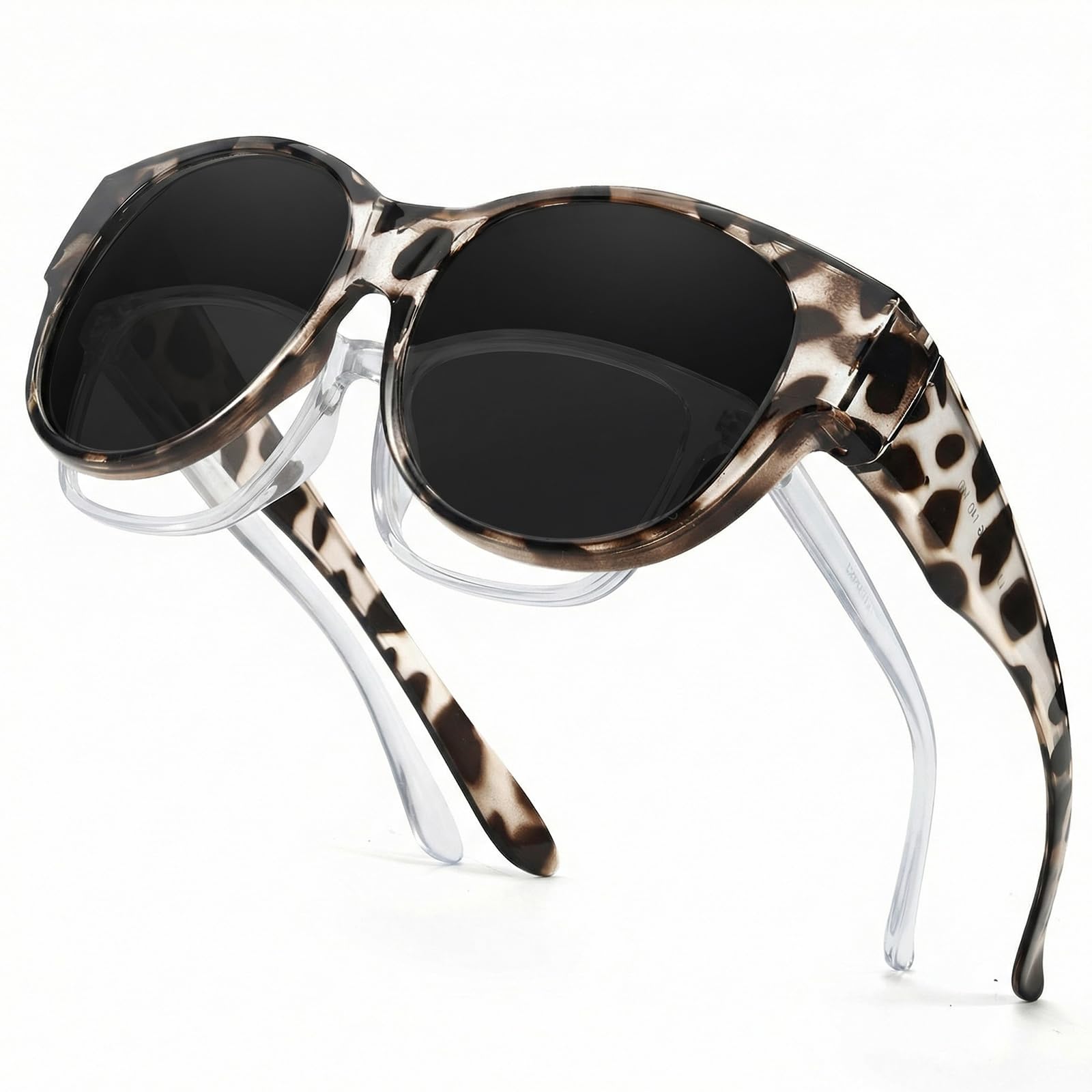 Myiaur Polarized Fit Over Glasses Sunglasses for Women, Trendy Wear Over Glasses UV400 Protection for Driving Outdoor A04 Whitetortoise