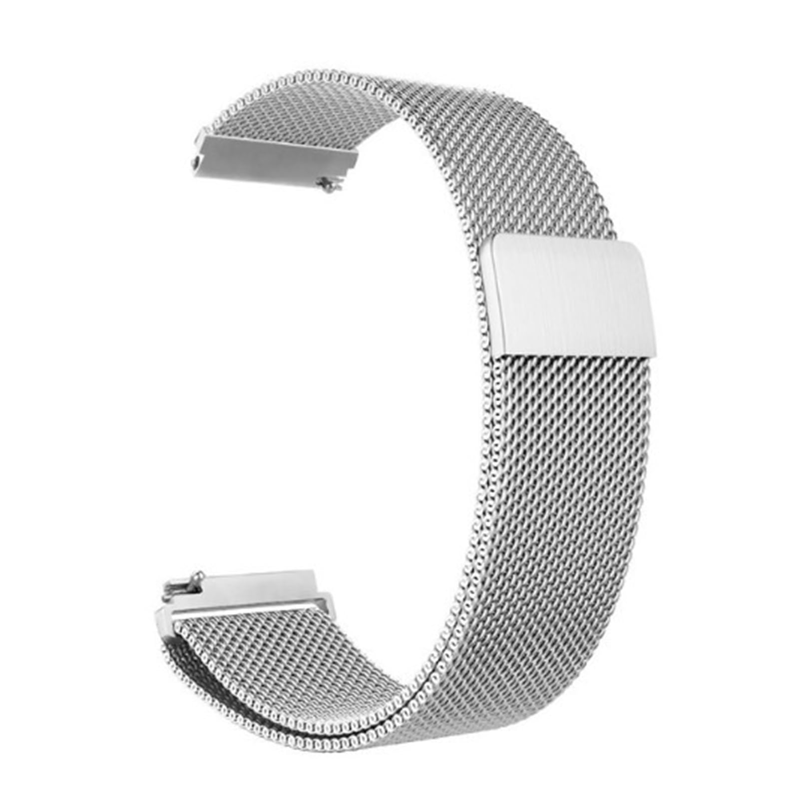 Bracelet milanais magnétique en métal 20 mm 22 mm à dégagement rapide pour Samsung Galaxy Watch 7 6 5 4 40 mm 44 mm Classic Active 2 GT (argent, 20 mm)