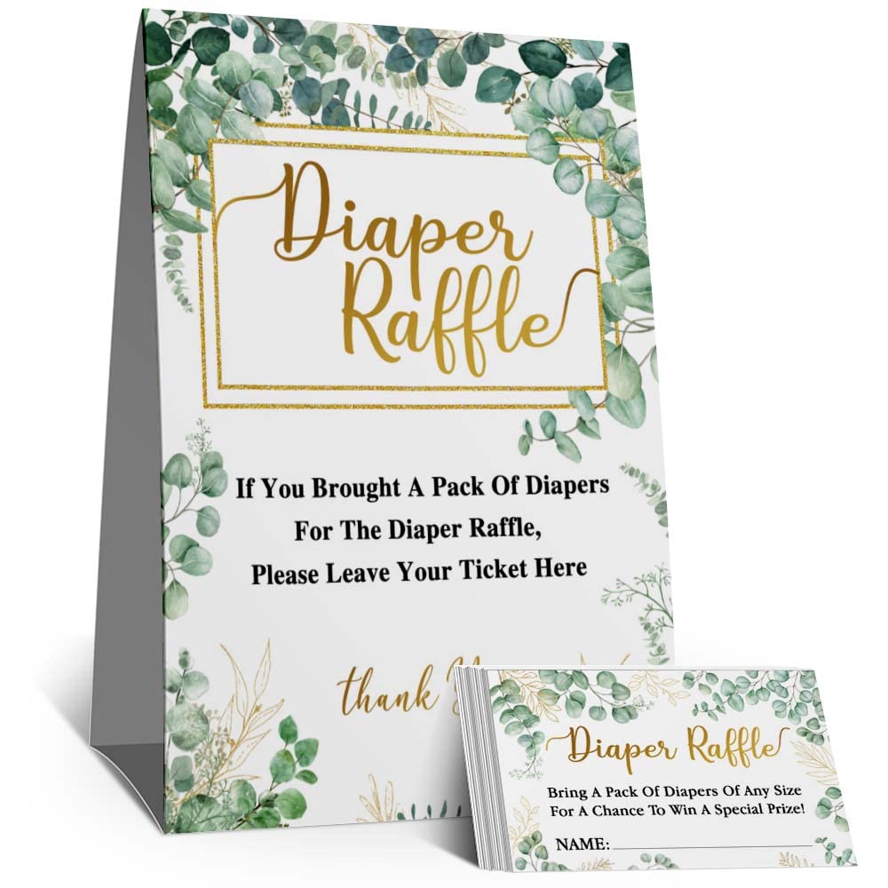 Buy Diaper Raffle Baby Shower Game, Eucalyptus Diaper Raffle Sign