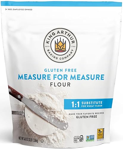 King Arthur Measure for Measure Gluten-Free Flour: All-Purpose 1:1 Substitute for Wheat Flour, Non-GMO, Kosher Certified, 3 lbs Bag for Baking Cookies, Cakes, Muffins - 48 Ounce (Pack of 1)