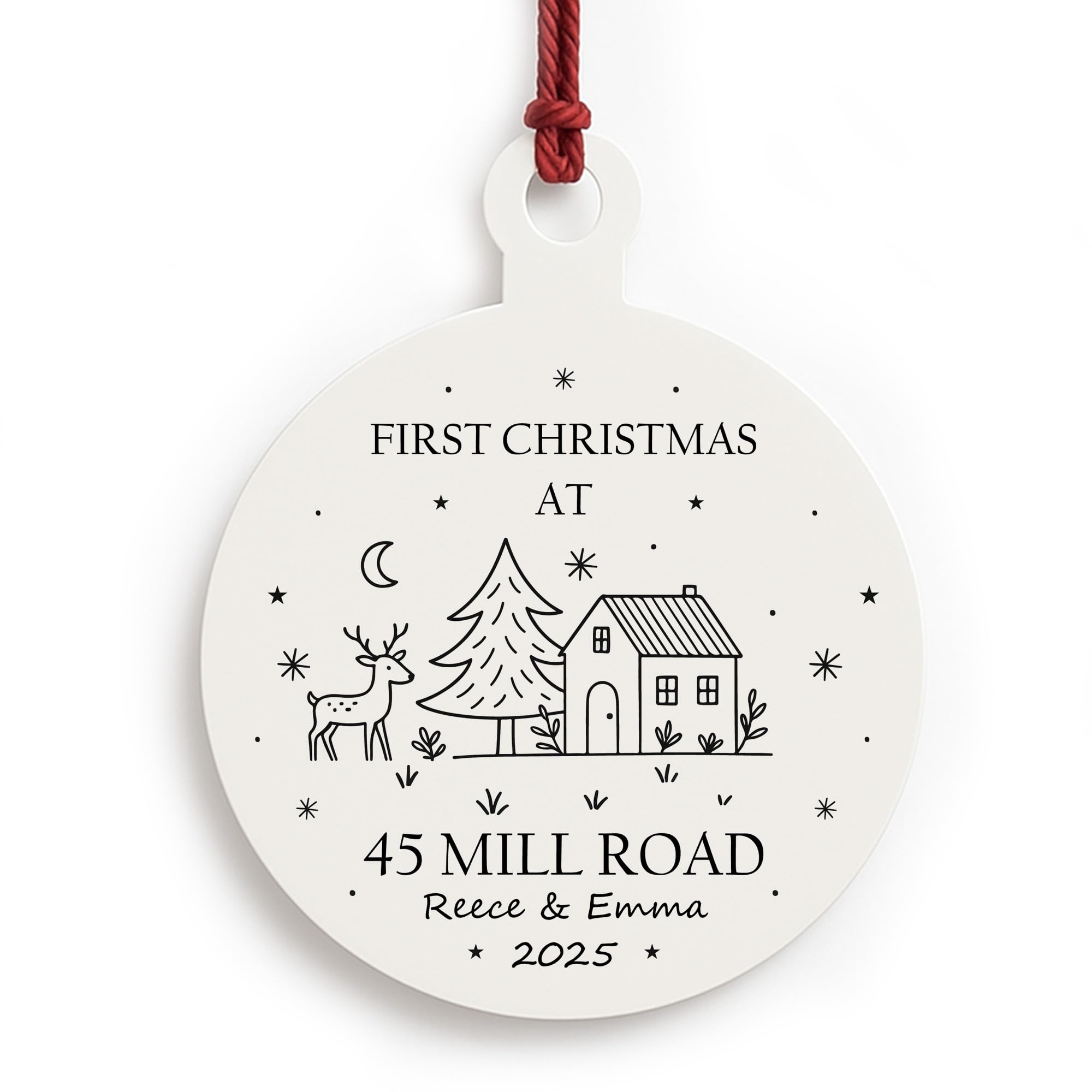 Red Ocean Personalised First Christmas At New Home Bauble Couple Christmas Tree Decoration For Family New Home Housewarming Bauble