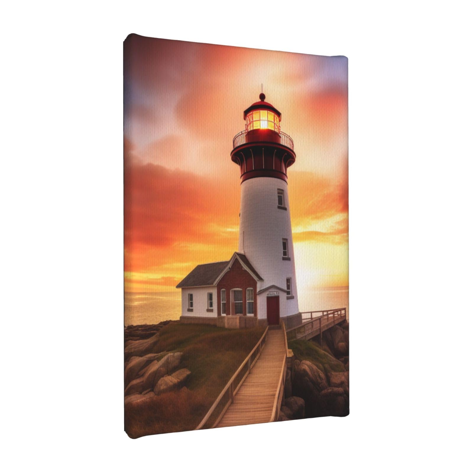 YKLJG Sunset Printed Wall Art Canvas Painting 20x30 CM Wooden Framed Picture Painting Artwork Prints for Bedroom Kitchen Home Office Decor
