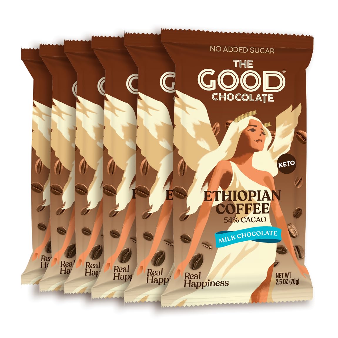 THE GOOD CHOCOLATE - Keto Milk Chocolate Coffee Bars with 80% Less Sugar & Lower Net Carb - Milk Chocolate Bar that Offers Lower Calorie Chocolate Candy - Keto Snacks All Natural Non-GMO (6 Bars)