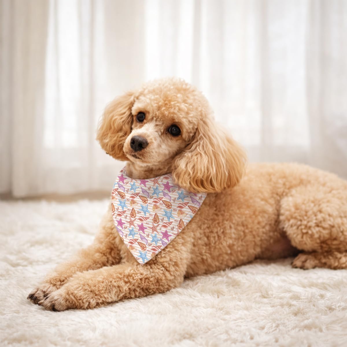 Summer Dog Bandana Colorful Coastal Pattern Pet Triangle Scarf for Small Medium Dogs, Cute Beach Style Puppy Accessories with Playful Stripe Design for Travel Holiday Outfit image 5