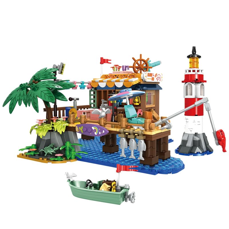 WOMA 41136 Go Fishing Set Sail Building Block Set of 599 pcs Age 6+ Kids Educational Construction Set, Red, Blue, Yellow, Green, medio